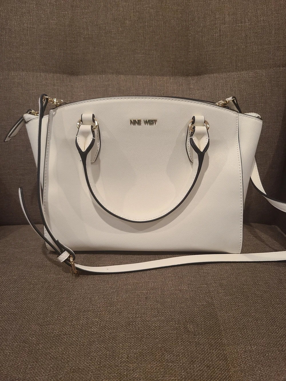 Nine West White Structured Satchel Bag